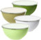 Greentainer Set di 4 ciotole per insalata con coperchio, grandi ciotole da cucina in plastica, impilabili, ideali per cuocere, cucinare, preparare insalate e alimenti, 3,35 l, verde