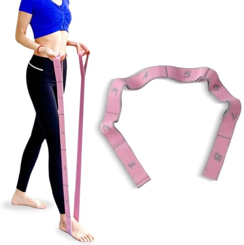 Correas para Yoga, Banda de Estiramiento de Yoga con 8 Bucles, Bandas Elásticas de Resistencia, Cinta de Yoga Estiramiento para Fitness, Pilates y Gimnasia