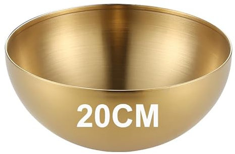 Bhina 1 Piezas Gran Cuenco Coreano Dorado de Acero Inoxidable Ensalada de Gran Capacidad Recipiente de Comida de Cocina Coreano para Ensaladas, Pasta, Sopas, Arroz, Fruta, etc (20cm)