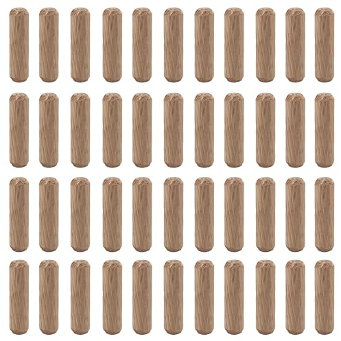 Runseaway 100Pcs 8x30mm Wooden Dowel Pins, Twill Groove Dowel Pin Hardwood Dowel Pegs with Tapered Ends for Furniture DIY Projects, Shelves, Crafts, Carpentry