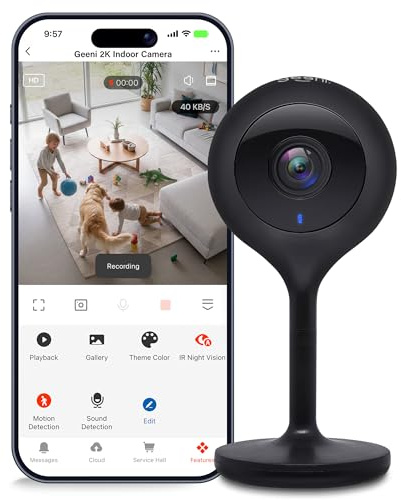 Geeni Look 2K 4MP Smart Indoor Security Camera – 1440p Ultra HD WiFi Pet & Baby Monitor with 2-Way Audio, Motion Detection Zones, 10m Night Vision, & USB-C Power – Works with Alexa & Google Assistant