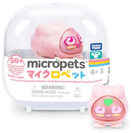 Micropets Bunny - Interactive Electronic Digital Pet Robot | 5 Levels of Pet Play, 50+Lights, Sounds, Reactions & Movement, Cute Kawaii Collectible Toy for Girls & Boys Ages 4+