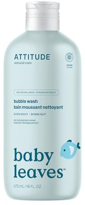 ATTITUDE Bubble Body Wash for Baby, EWG Verified, Dermatologically Tested, Plant and Mineral-Based, Vegan, Good Night, 16 Fl Oz