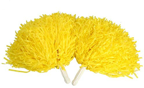 Keenso 2 x Cheerleading Pompoms 8 Colours Cheerleading Girls Special for Kindergarten Dance Accessories Cheer Poms Activities for Children Style Straight Handle (Yellow)