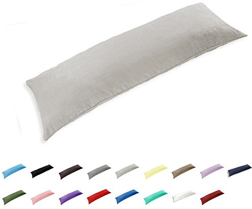Gyulin Federa per cuscino in 100% cotone a 300 fili, stile busta, 1,4 m, federa per cuscino senza cerniera, senza inserto, 51 x 137 cm, grigio chiaro/grigio