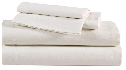 Eddie Bauer - Flannel Sheets Full Size, Anti-Pilling & Wrinkle Resistant Cotton, Touchably Soft for All-Season Comfort - Bed Sheets with Matching Pillowcases & Fitted Sheet (Solid Ivory)