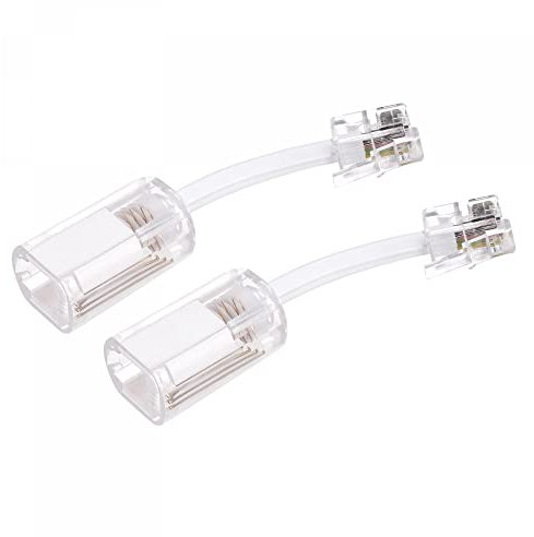 sourcing map Teléfono Cable Desenredador 360 Grados Giratorio Fija Línea Cable Anti-enredo Teléfono Cable Transparente Blanco 2 Piezas