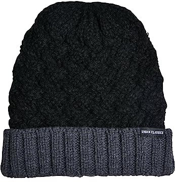 Urban Classics Unisex Mütze Braid Knit Beanie Black/heathergrey one Size