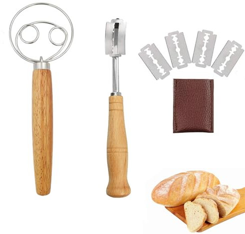 Taglierino per Pane, Lama Pane, Coltello da Panettiere, Lama Bread, Frusta Per Pasta Di Pane, Frusta per Impasto, Frusta per Pasta Danese, Coltello per Impasto con 5 Lame, per Tagliare la Pasta