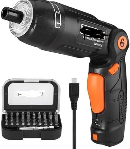 Destornillador Eléctrico 4N.m Inalámbrico a 3.6v Batería 2000 mAh. Luz LED, Atornillador de USB Recargable 31 accesorios