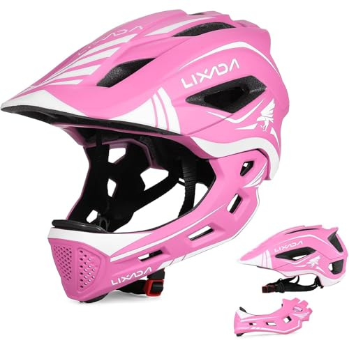 Lixada Kids Full Face Helmet Detachable Child Boys Girls Bike Helmet Protective Gear for Cycling Skateboarding Roller Skating Cycle Helmet 52-58cm