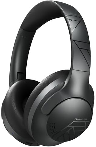 PowerLocus Bluetooth Headphones Over Ear, 50 Hours Playtime, 4 EQ Modes, Foldable Wireless Headphones with Microphone, HiFi Stereo, Lightweight & Wired Mode for Phone/Travel/PC (Black)