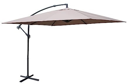 Alice's Garden - Sonnenschirm 3X3m - Taupe - Rücklaufsichere Kurbel | Wasserabweisendes Gewebe | Einfache Anwendung