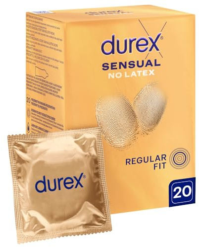 Durex SENSUAL NO LATEX - Preservativos finos sin látex, sin látex, 20 unidades