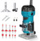 Bois Défonceuse Affleureuse Électrique 800W,M-akit~a Trimmer Routeur à Bois Électrique 34000 RPM,Pince 6.35mm+15pcs 1/4 Pinces Bits Affleureuse à Bois Électrique Verticale Pour Travail du Bois