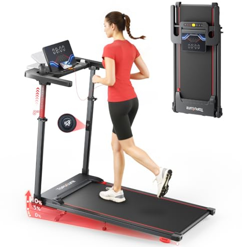 Tapis Roulant Elettrico con 10% Inclinazione, Tapis Roulant Pieghevole con Pendenza, 12km/h Walking Pad, App e Telecomando, Design Salvaspazio per Casa e Ufficio, Nessuna Installazione Richiesta