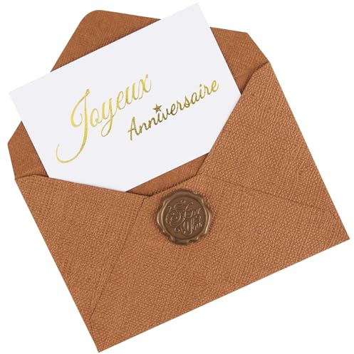 Leikedun Carte Anniversaire, Joyeux Anniversaire avec Cachet Cire et Enveloppe, Carte Happy Birthday, Carte de Vœux d’Anniversaire pour Homme et Femme