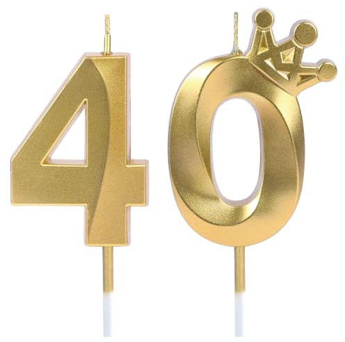 URAQT Candele di Compleanno, 40° Candela di Compleanno a Corona Singola
