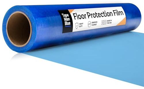 TapeManBlue Floor Protection Film, 36 x 200', Made in USA, Blue Self Adhesive Floor Protector Tape for Moving, Painting and Construction, Temporary Covering to Shield Hardwood, Tile, Hard Surfaces