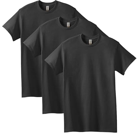 GILDAN herr T-shirt Tung T-shirt i bomull, stil G5000, Svart (10-pack), L