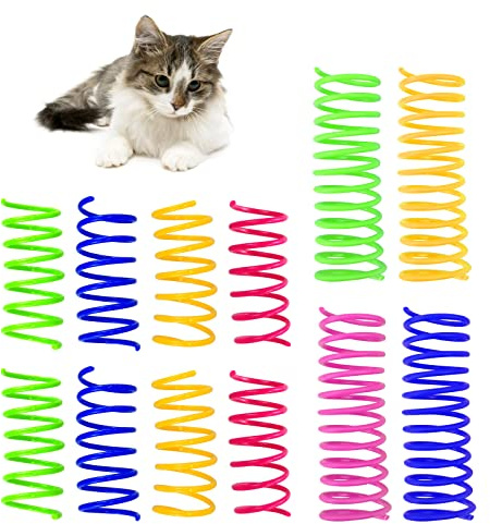 Andiker Juguetes para gatos de interior, 4 resortes para gatos grandes y 8 resortes pequeños,juguete interactivo para gatos y cazar, juguete creativo para matar el tiempo, colorido resorte de plástico