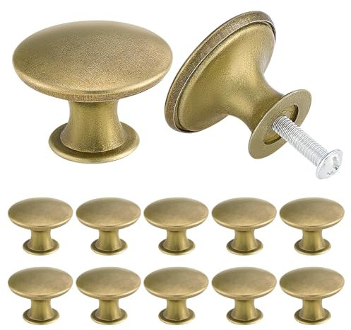 TsunNee Lot de 24 boutons d'armoire vintage chic en laiton antique pour placard de cuisine - 30 mm