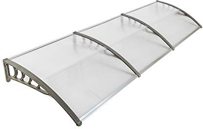 Oshion Auvent de Porte d'entrée Toit Marquise Abri Protection en Polycarbonate Contre Pluie Neige UV 300x96cm