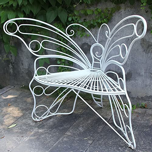 Utomhusbänk Butterfly Stol, Smidesjärn Trädgårdsbänk Trädgårdsdekoration Blomsterställ, Terrass Fritidsstol Retro dubbel pall med ryggstöd, Lämplig för trädgårdar, natursköna platser