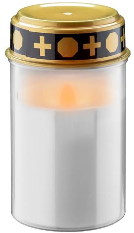 goobay 64604 Luz LED para tumbas con batería/Velas LED tumbas exterior/Vela para cementerios/Luces funerarias/Luz eterna/Lámpara para tumbas/Blanca/Funciona con batería 2x AA Mignon