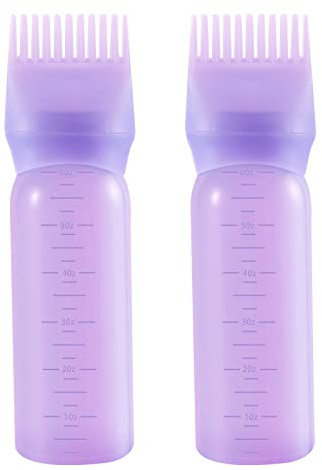 PAEFIU 2 Pcs Applicateur Huile Cheveux, Flacons de Teinture pour Cheveux avec Échelle, Bouteille de Teinture pour Coloration Cheveux