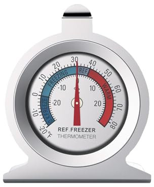 Kühlschrank Thermometer, Gefrierschrank Thermometer, Gefrierschrank und Kühlschranktemperatur, Thermometer aus Edelstahl mit Aufhängehaken und Ständer zur Überwachung von Kühlschrank Temperatur
