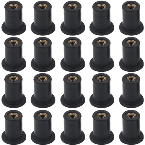 Tuercas de Pozo de Goma,Tuercas de Pozo de Goma M4, 20 Unidades, Tuercas de Latón, Tuercas de Pozo para Kayak, Tuercas de Goma, Tuercas de Goma para Motocicletas, Kayak, Canoa
