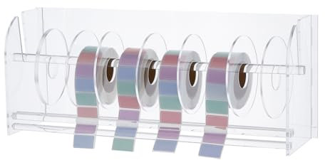 SUPERFINDINGS Acryl Etikettenspender Verstellbarer Aufkleberrollenhalter Mit 8 Scheibe Transparenter Etikettenrollenhalter Klebebandspender Acryl Aufkleberspender Rollenhalter Für Aufkleberetiketten