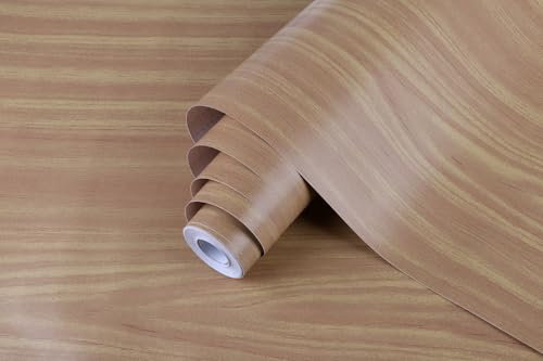 BUVU Pellicola adesiva per mobili, marrone chiaro, effetto legno, autoadesiva, in legno, 45 cm x 300 cm, marrone chiaro, vintage, impermeabile, per mobili, pareti, armadi, cucina, tavoli