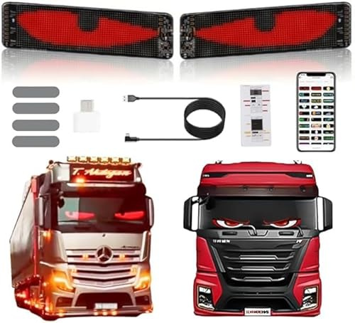 Yeux LED pour Camion, LED Ecran, Plaque Lumineuse Camion Yeux, Yeux LED Voiture(2pcs 102x348mm)