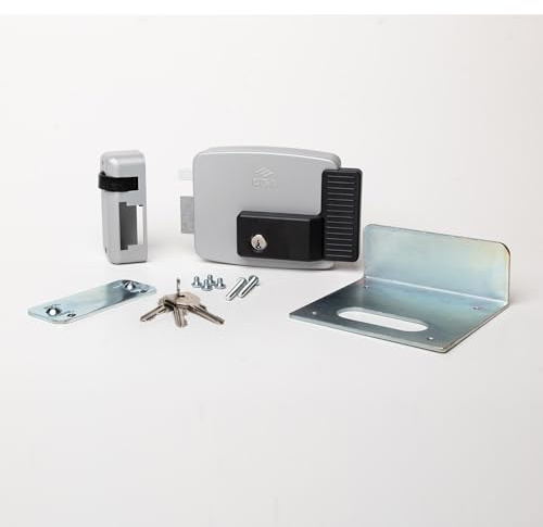 CISA - Cerradura eléctrica para aplicar 111721802N7 - Cerradura eléctrica CISA de acero pintado con llave interna - Cerradura puerta exterior entrada 80 regulable - mano izquierda