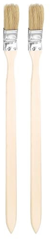 sourcing map 2pcs Bent Radiator Paint Brush 1 Width Curved Wall Paint Soft Bristle Brushes with Long Wood Handle for DIY Paint Flat Art Furniture Cabinet Fences Deck Wall Trim, Brown