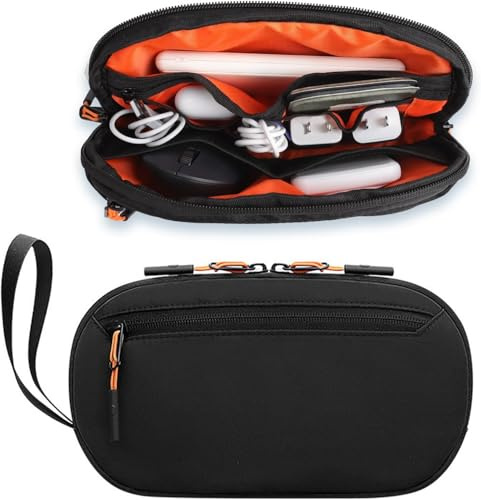 HENGBIRD Borsa organizer per cavi, custodia da viaggio impermeabile con scomparti, custodia tecnologica compatta per viaggi, organizer da viaggio per elettronica, custodia per cavi e organizer per