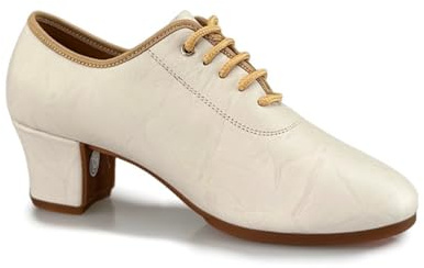 Hixingo Zapatos de Baile Latino Mujer Tacon Bajo 5 cm, Zapatos de Baile Mujer Horma Ancha Cordones Práctica Profesional para Cha-Cha, Rumba, Samba, Tango, Salsa y Bachata