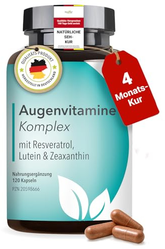 DocVital® Augenvitamine hochdosiert: Lutein Zeaxanthin Kapseln mit Vitamin A - 4 Monatsvorrat - Augenstark Vital Komplex – mit Vitamin A und B2 zur Erhaltung normaler Sehkraft