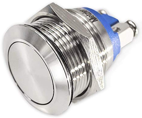Metzler® Drucktaster mit Tastfunktion und Schraubanschlüssen Silber Flach IP67 wasserdicht witterungsbeständig Ø 16 mm Edelstahl AC/DC vielseitig einsetzbar für Modellbau und Industrie