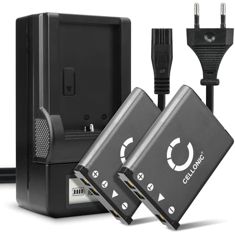 CELLONIC, Akku für Kamera, kompatibel mit Fuji instax mini 90 NEO Classic, FinePix Z110 (3.7V, 700mAh) 2 Stück + Ladegerät