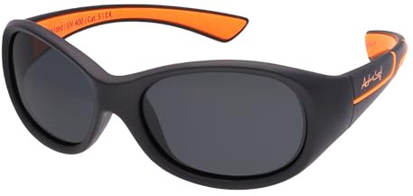 ActiveSol Kids @School Sportsolglasögon | för flickor och pojkar | 100 % UV 400-skydd | polariserade | oförstörbara av flexibelt gummi | 5–10 år | endast 22 gram (svart/orange)