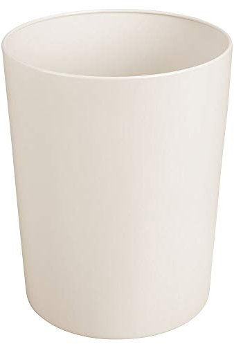 mDesign runder Mülleimer – kompakter Abfalleimer für Bad, Büro und Küche mit ausreichend Platz für den Müll – runder Papierkorb aus Metall – cremefarben