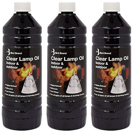 Bird Brand Clear Lamp Oil for Indoor & Outdoor Use, Smokeless Fuel, 3 x 1 Litre