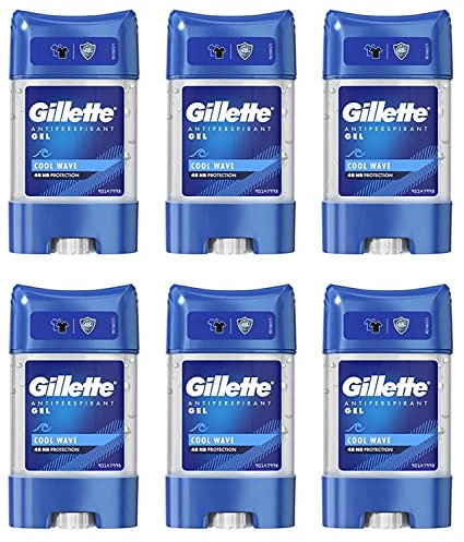 Gillette Clear Gel Cool Wave Antiperspirant Deodorant For Men 70ml, 48 Hour Invisible Sweat And Odour Protection, Invisible (Pack of 6)