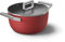 Smeg, Antihaft-Auflauf CKFC2411RDM mit Deckel im Lieferumfang enthalten, Durchmesser 24 cm, Seitengriffe aus Edelstahl, Für alle Kochfelder, Bis 250° Im Ofen, Fassungsvermögen 4.6L, Rot
