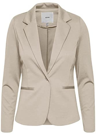 ICHI IHKATE BL Damen Blazer Kurzblazer Jacke Ein-Knopf-Blazer mit Stretch und Reverskragen, Größe:L, Farbe:Doeskin (151308)