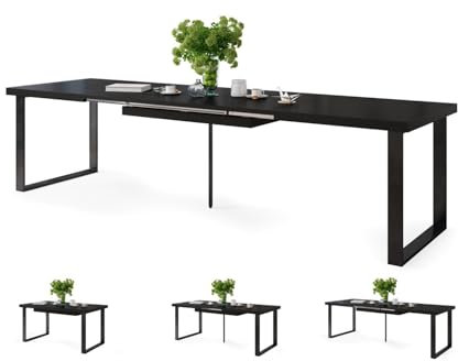 All4All Esszimmertisch Avanti - Esstisch - Loft Tisch – ausziehbar bis 310cm - Küchentisch - Kitchen Table - 160x90cm - 05 - Schwarz
