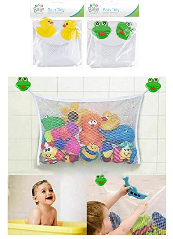 JKG® Large Baby Bath Toy Organiser Net Bag - Kids Bath Toy Tidy Storage Bag With Suction Cups | Baby Mesh Net Toy Holder Organiser Unit Basket Bag For Kids | Keep Bathtub Water Toys Mold Free
